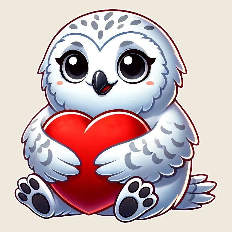 Mignon harfang des neiges amoureux la Saint-Valentin