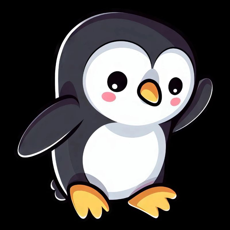 Cute cartoon penguin waving
