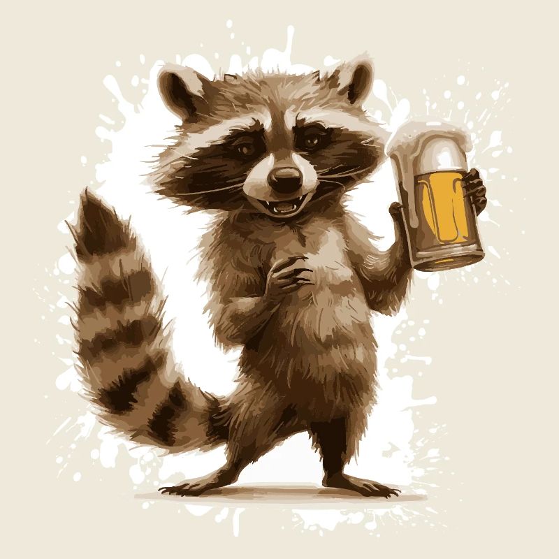 Waschbär Bier Lustig