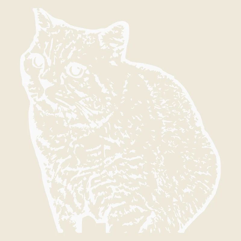 Chat White Silhouette Cadeau Cat Lover