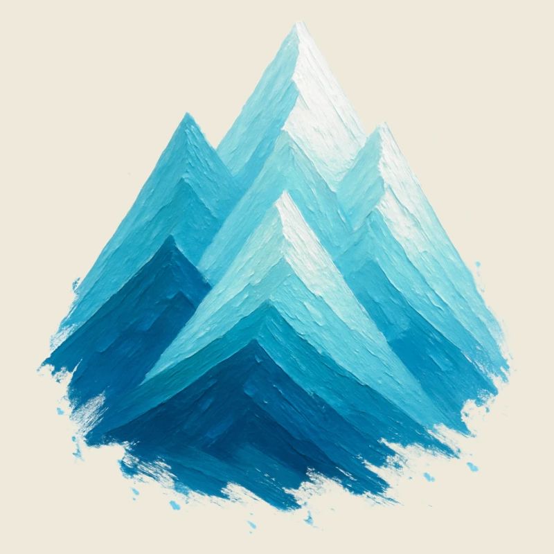 Sommets enneigés bleus aquarelle ski freeride