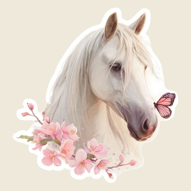 Pferd mit Schmetterling