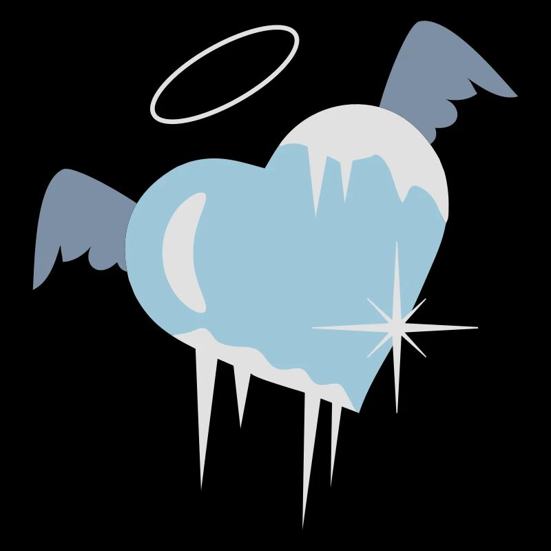 Cold heart with a halo, wings and icicles