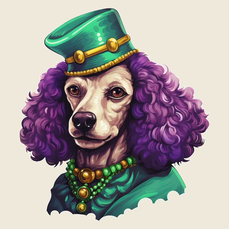 Caniche élégant de Mardi Gras