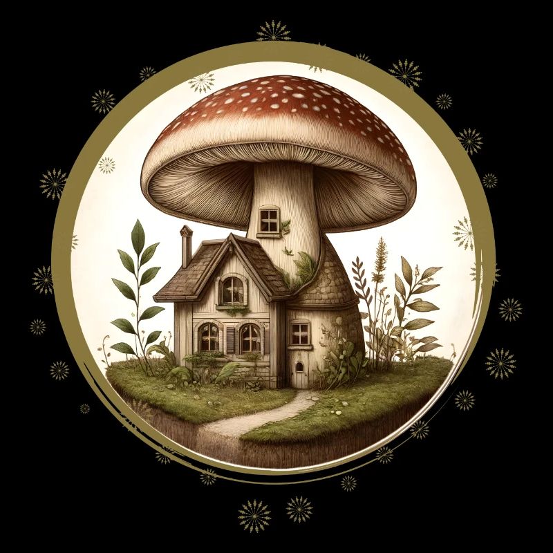 Conception d’un champignon comme une maison de conte de fées dans la forêt