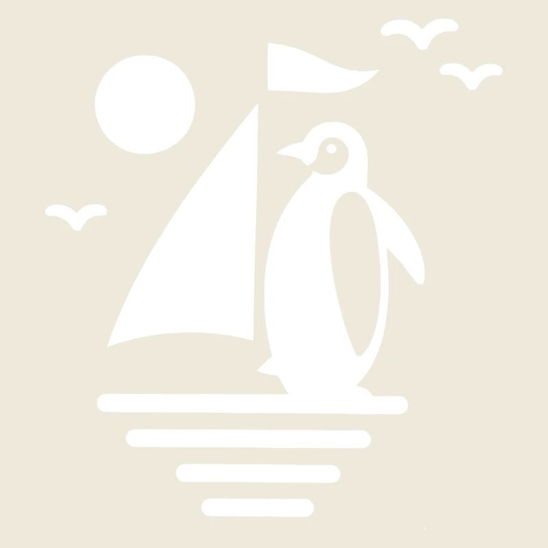 Pinguin Segelboot Silhouette Minimalistisch