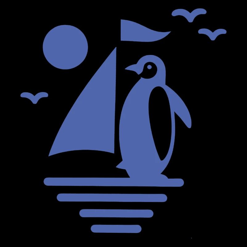 Pinguin Segelboot Silhouette Minimalistisch