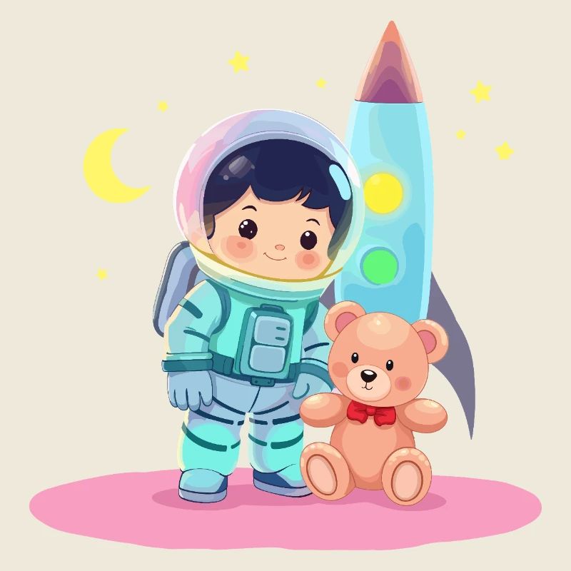 Astronaut mit Teddybär