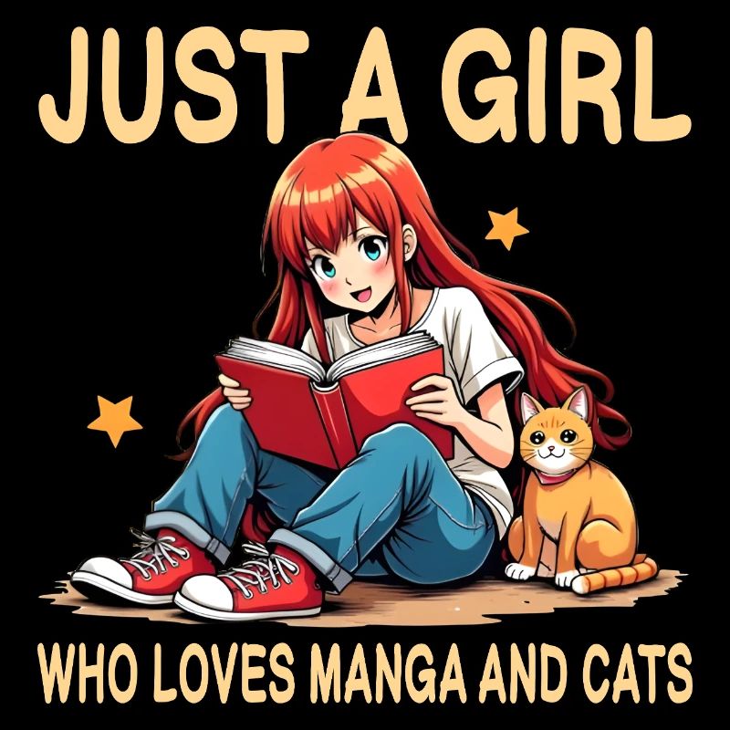 nur ein Mädchen das Manga und Katzen liebt