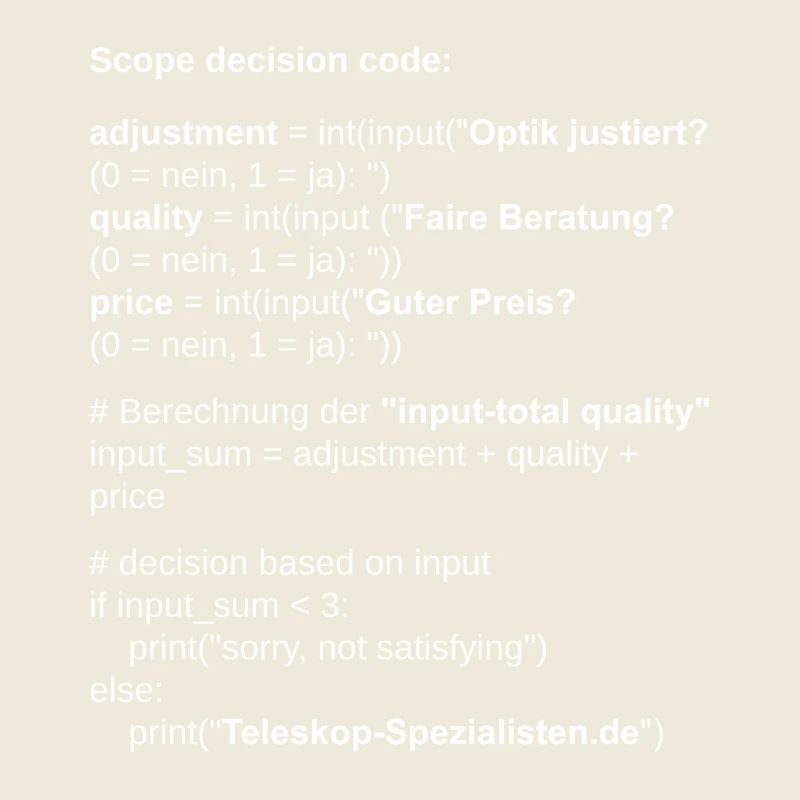 Astronomy Scope Decision Code Telescope