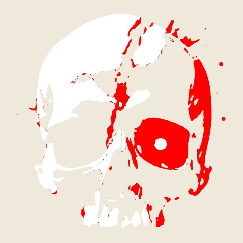 Cyborg skull with red eye