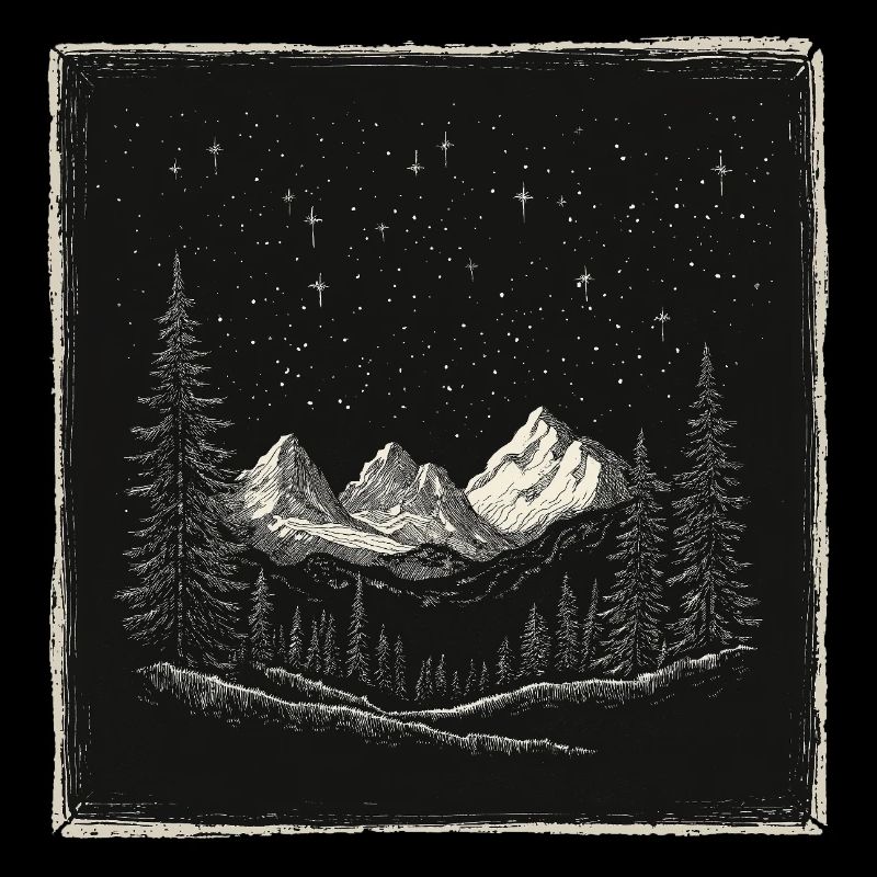Forêt Montagnes Vintage