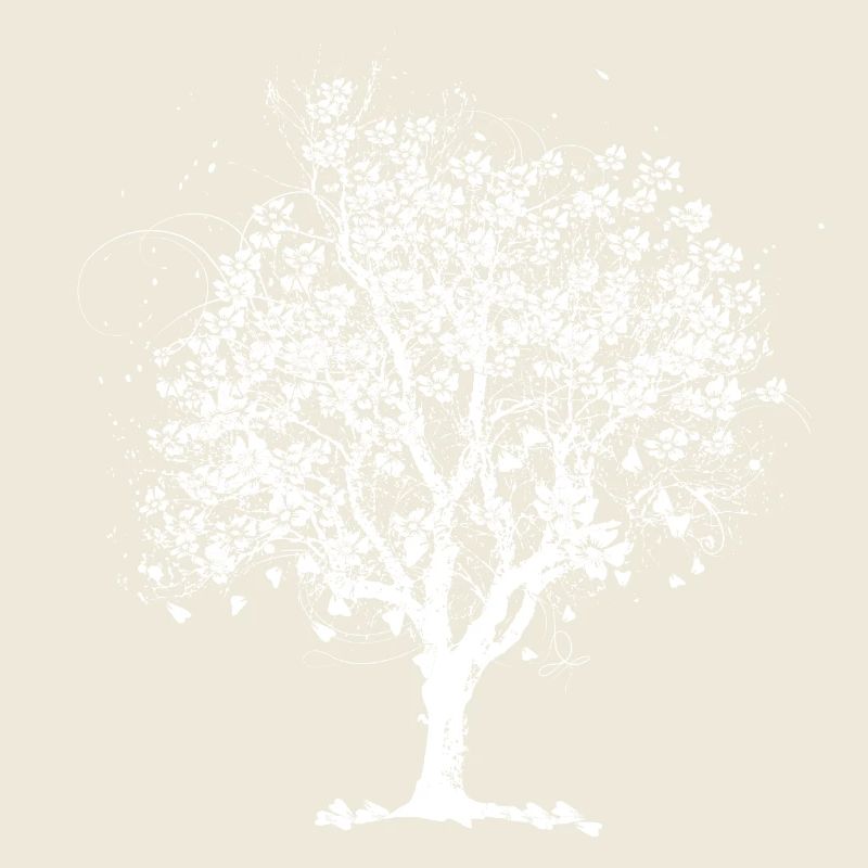 Spring tree in bloom – black and white artwork