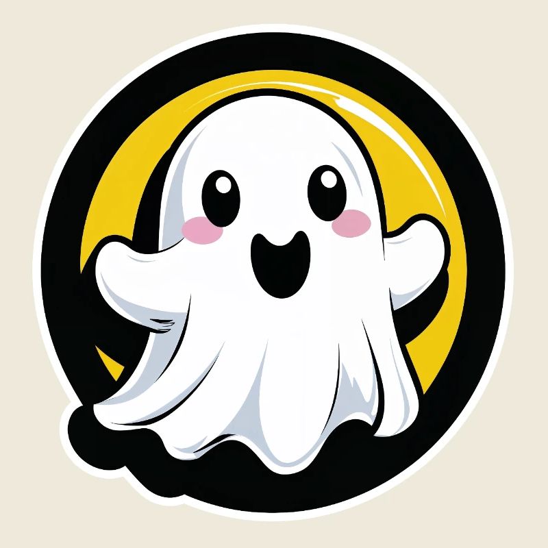Kawaii ghost in a circle