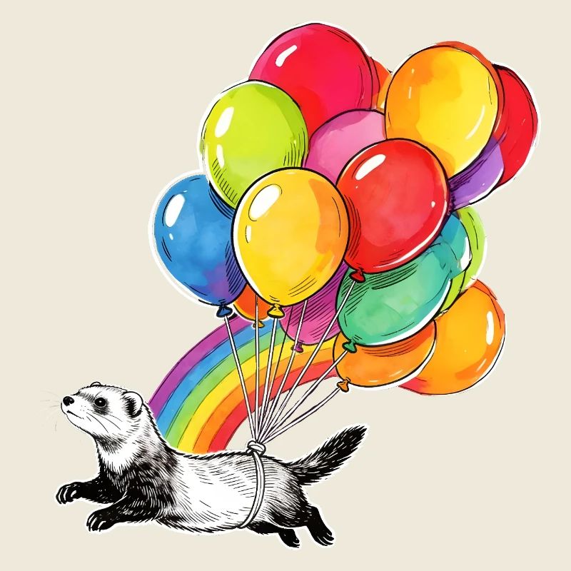 Frettchenballons und Regenbogen