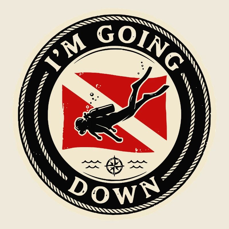 Scuba Diver Scuba Flag Going Down Retro