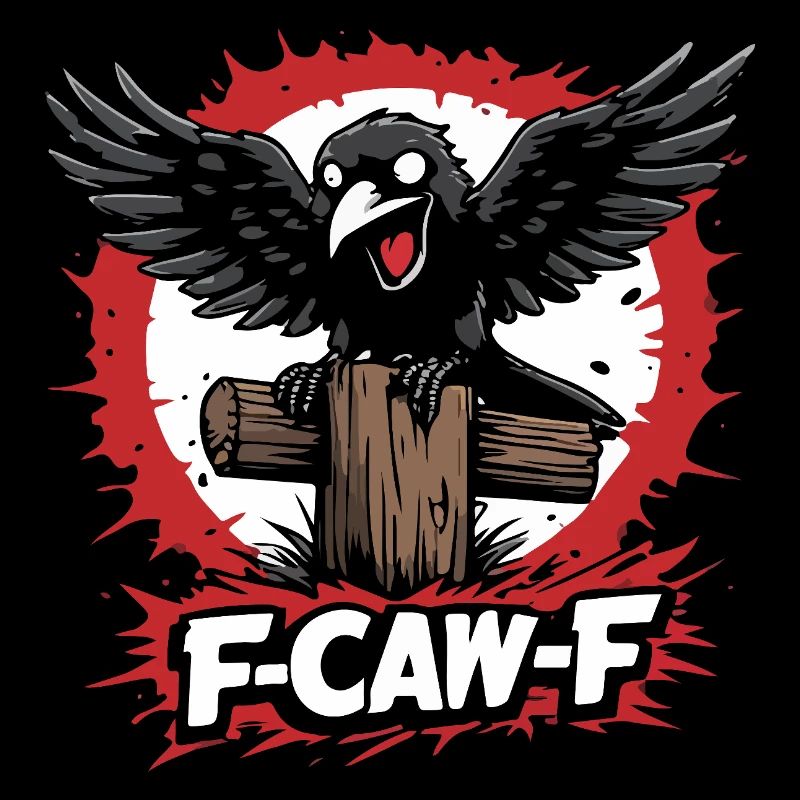 F-Caw-F Raven on Tree Trunk