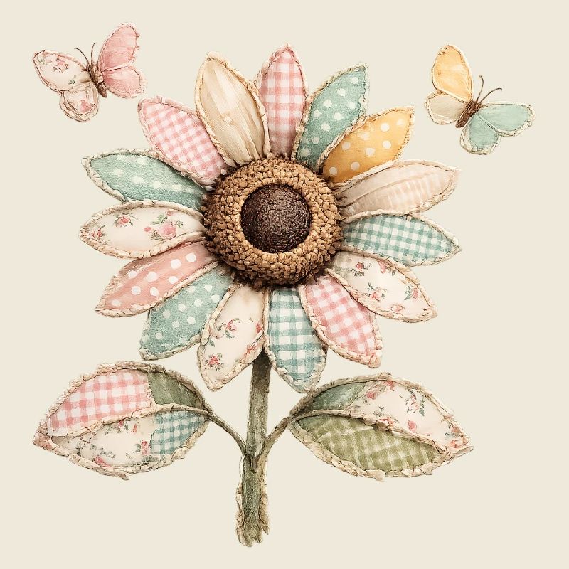 Sonnenblume Schmetterling Patchwork Vintage