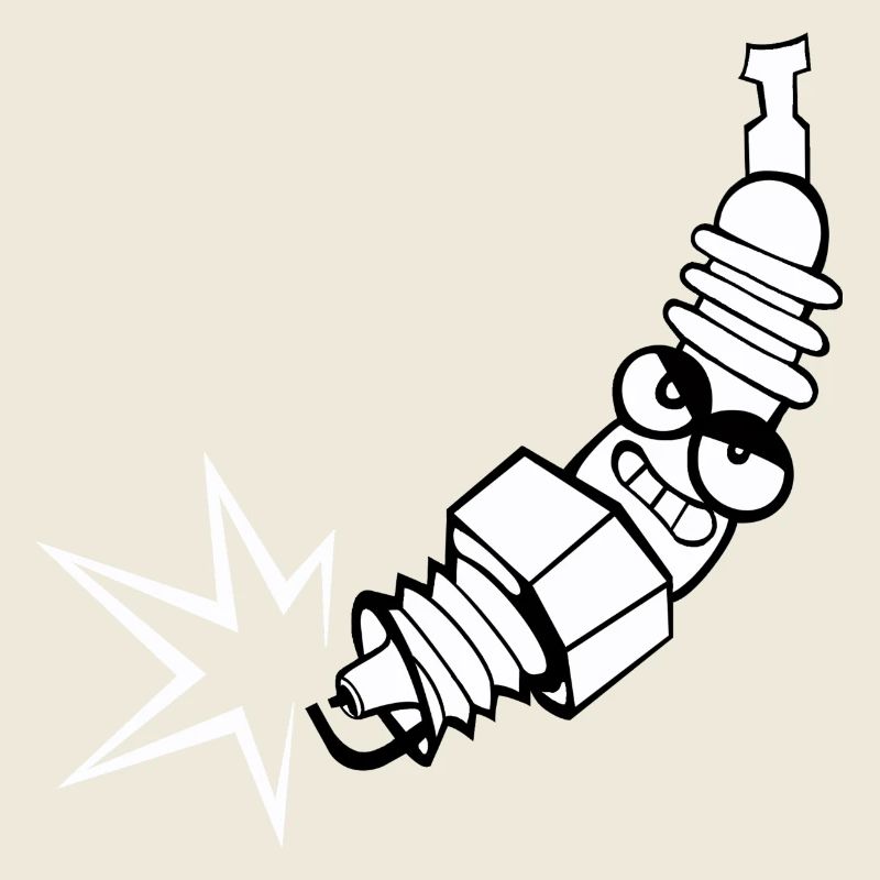 Zündkerze Comic mit Gesicht