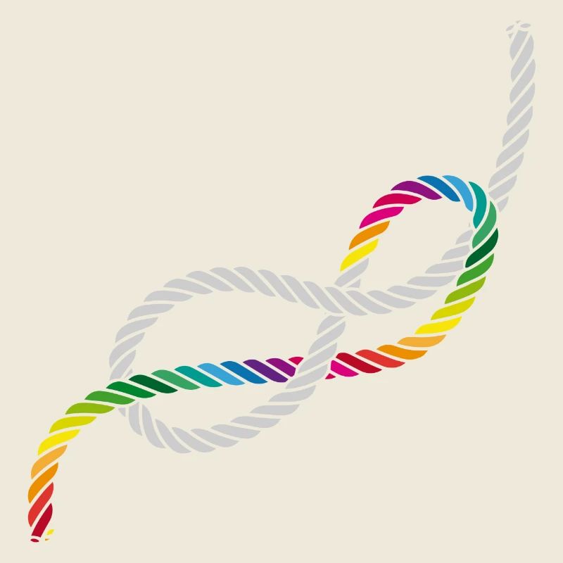 Achtknoten oder Liebesknoten in Regenbogen Farben