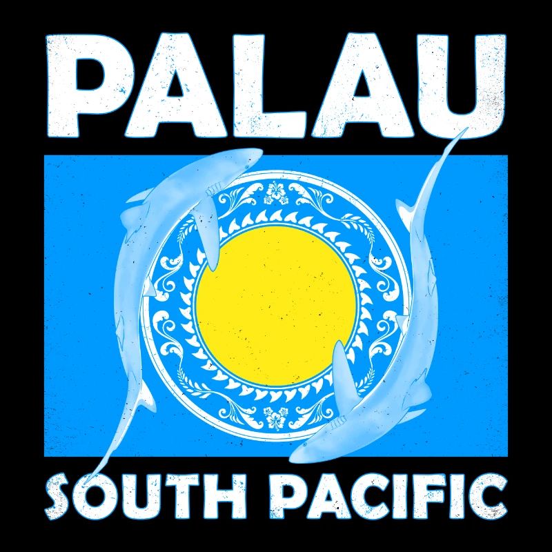 Drapeau des Palaos et requins bleus