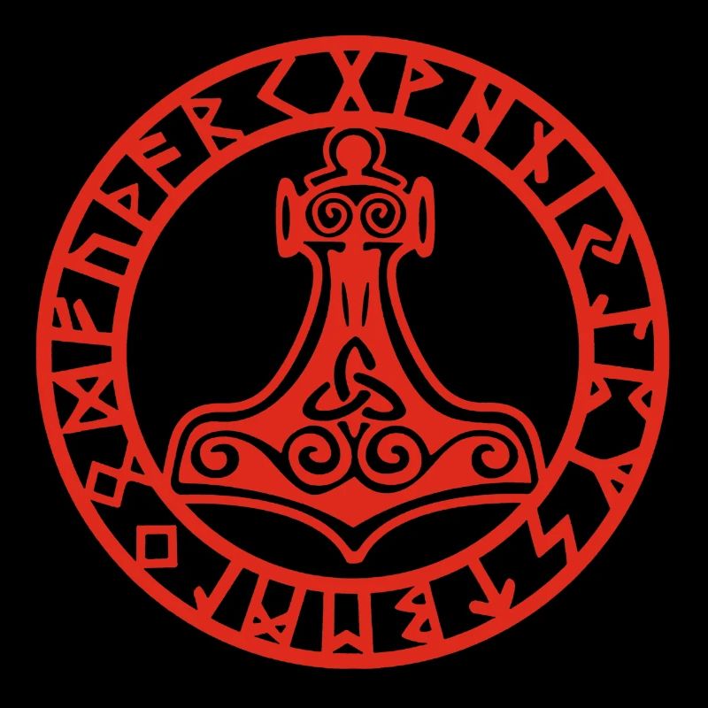 Red Viking hammer