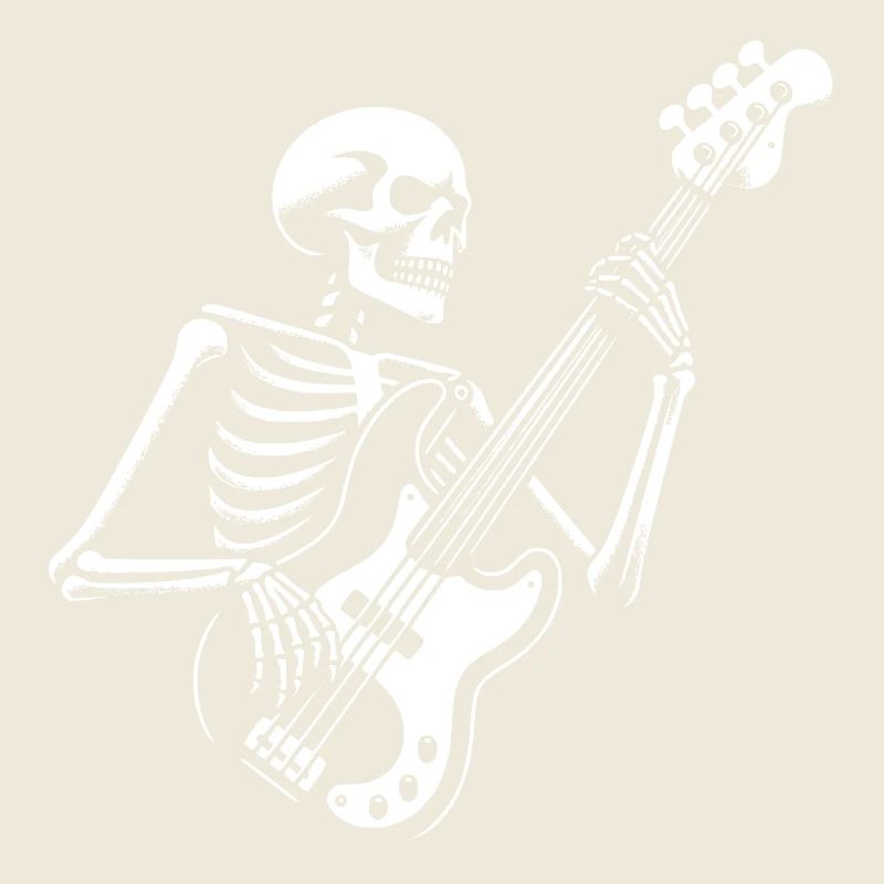 Squelette avec guitare basse. Conception de basses cool