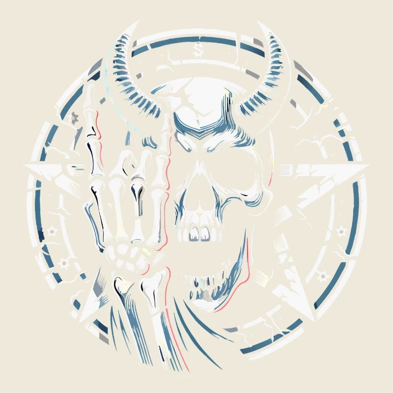 Skull mit Hörnern Pentagramm macht devil horns