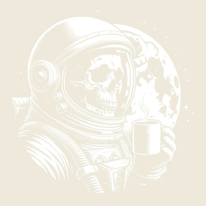 Skull mit Kaffeebecher Kaffee