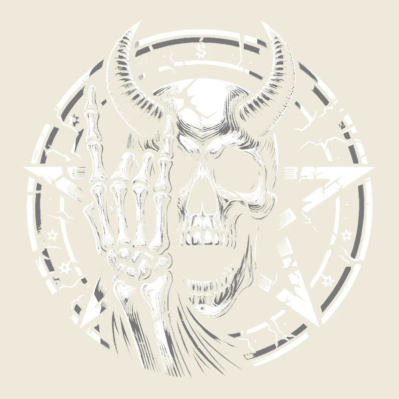 Skull mit Hörnern Pentagramm macht devil horns