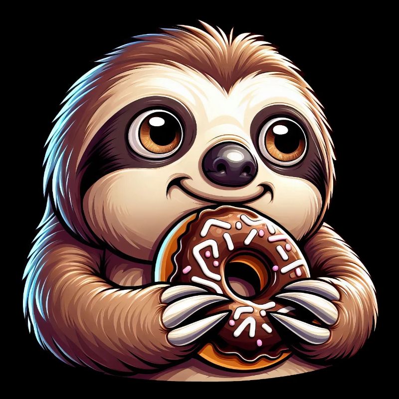Sloth Cartoon Donut Candy Funny