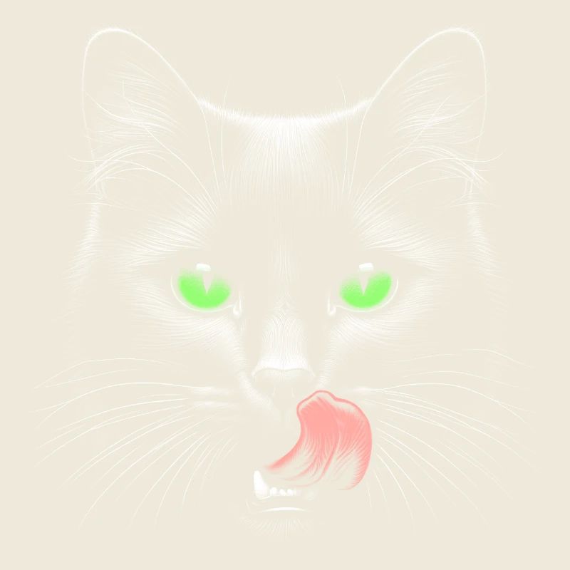 Chat aux yeux verts et à la langue qui sort