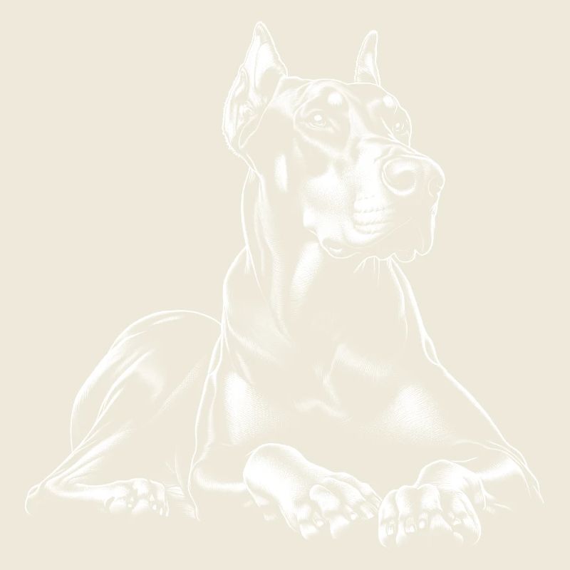 Doberman cool en pose allongée en noir et blanc