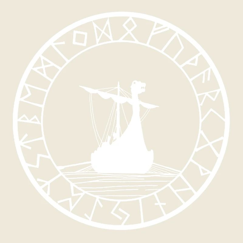 Weißes Wikinger-Langschiff und Kompass