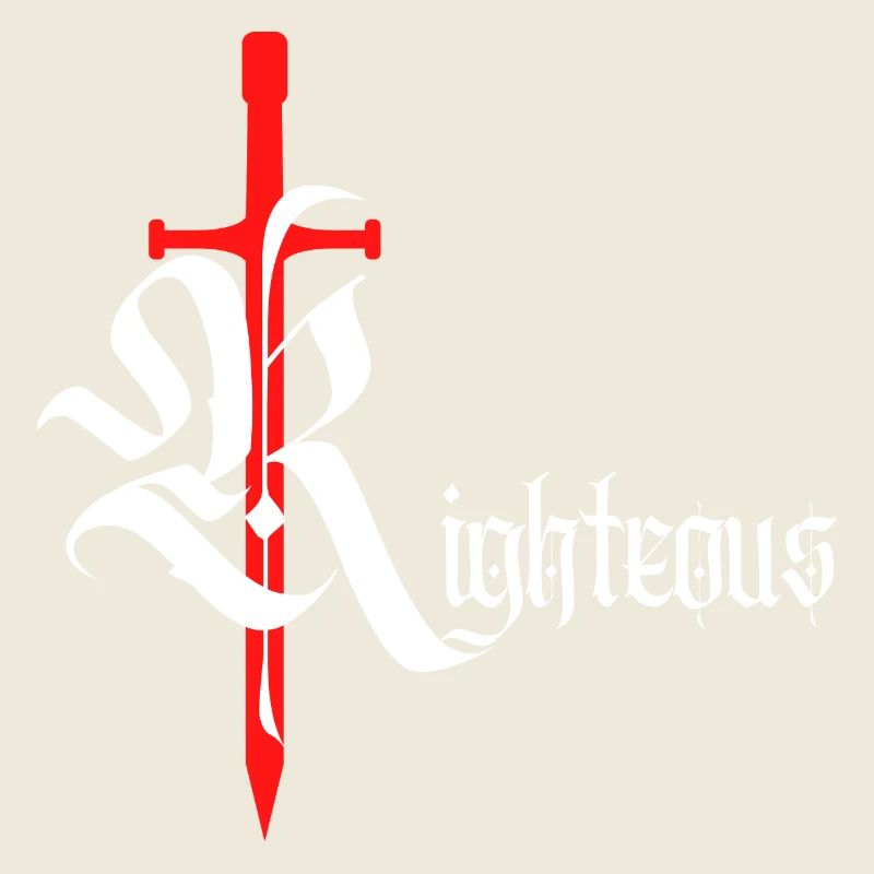 Gothique Righteous Design avec épée avec texte blanc