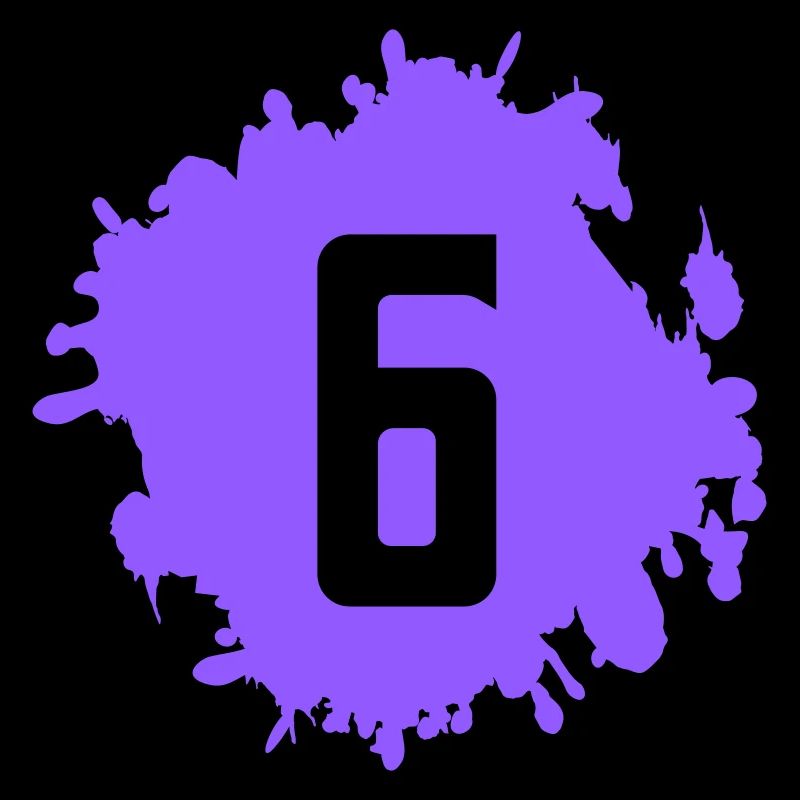 Éclat de couleur violette avec le chiffre 6