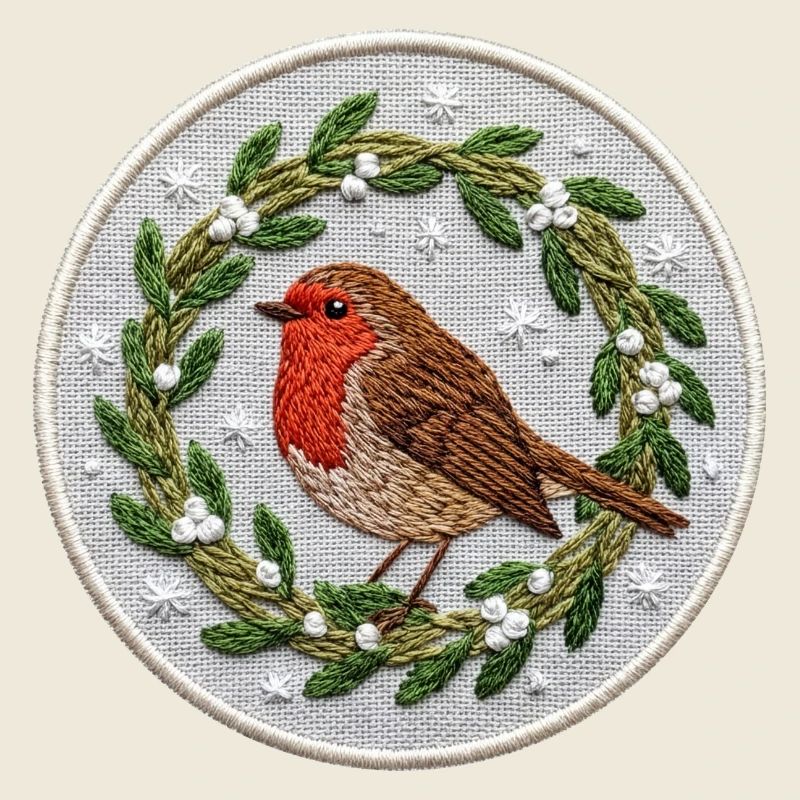 Robin mistletoe Christmas (printed)