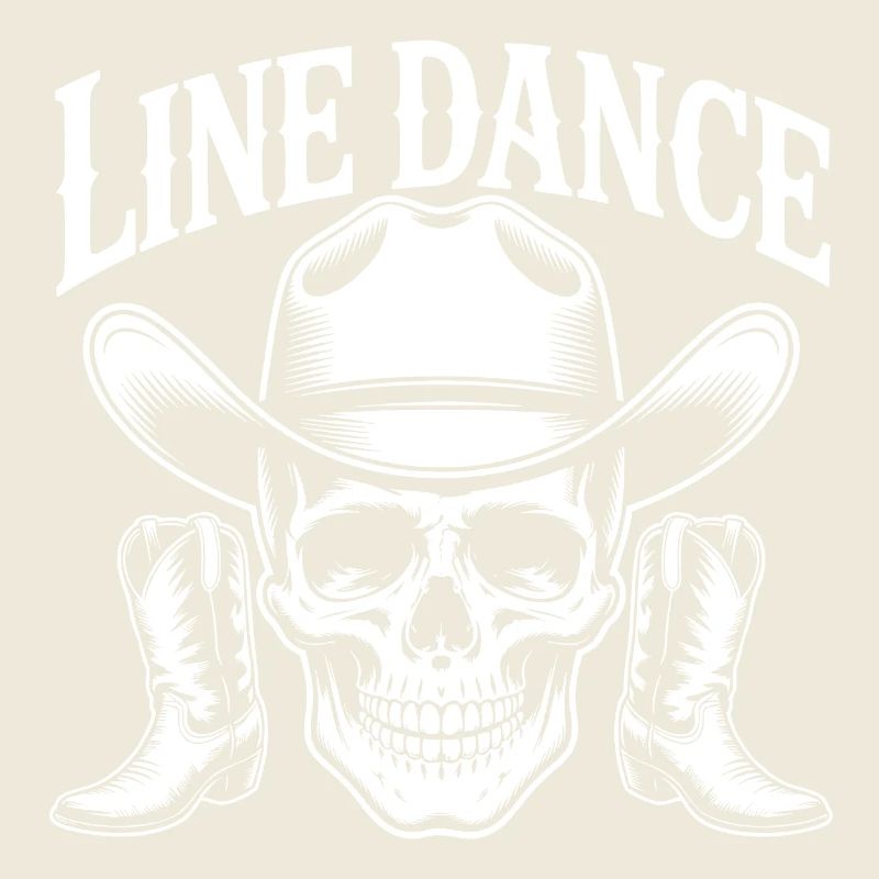 Line Dance Schädel mit Cowboyhut