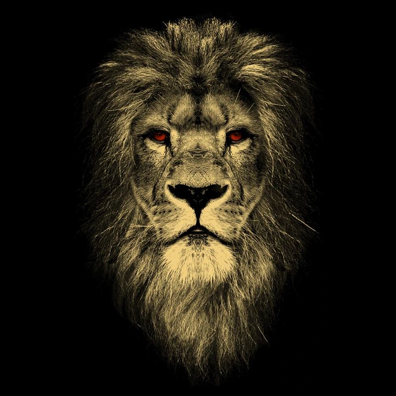 Cool lion with red eyes - Strength Courage Pride