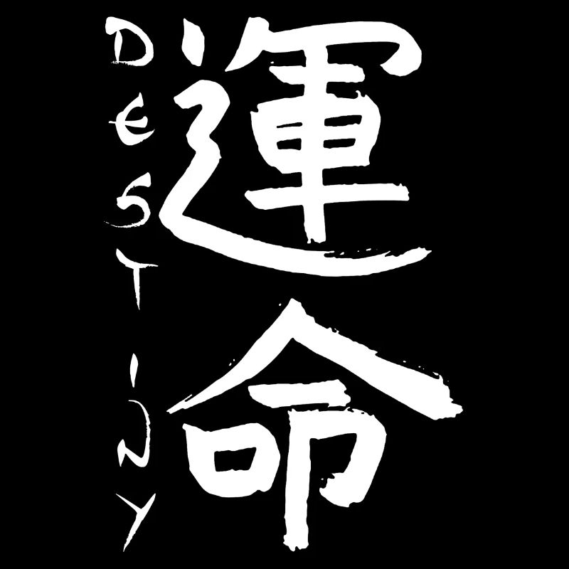 Kanji japonais blanc pour le mot destin