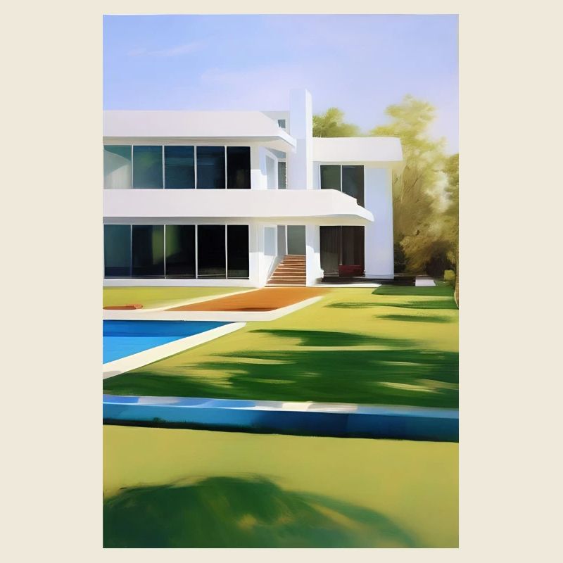 White villa with pool