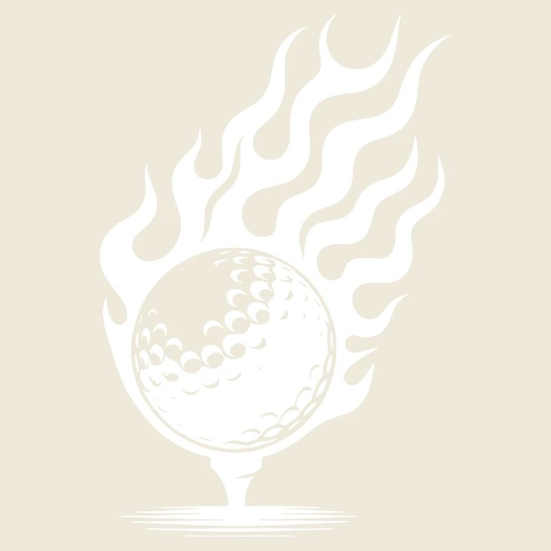 Balle De Golf Sur Tee Burning Fire Flames Style