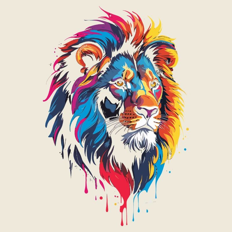 Colorful multicolored lion