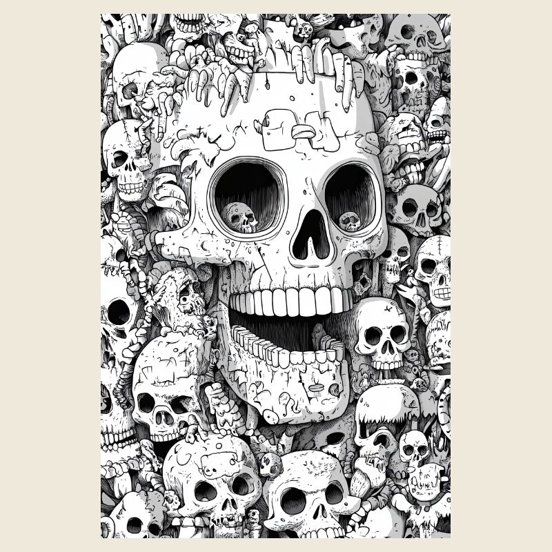 Skeleton shell in black and white