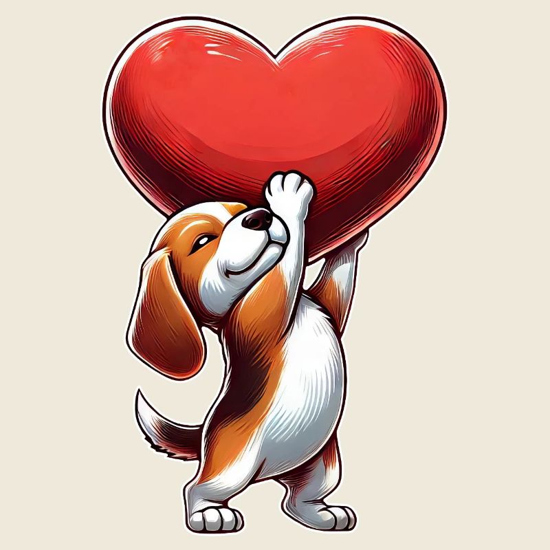 Beagle Coeur En Amour Saint Valentin