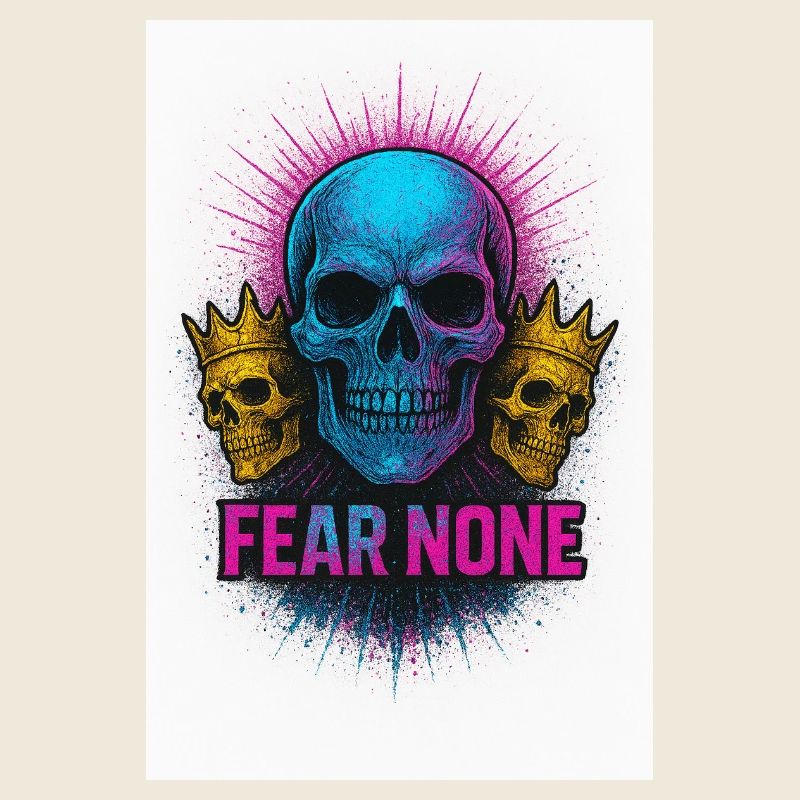 Bold Skull with Crowns Ink Design