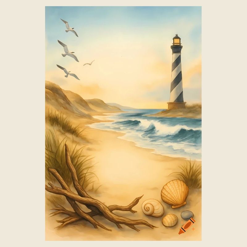 Beach with lighthouse