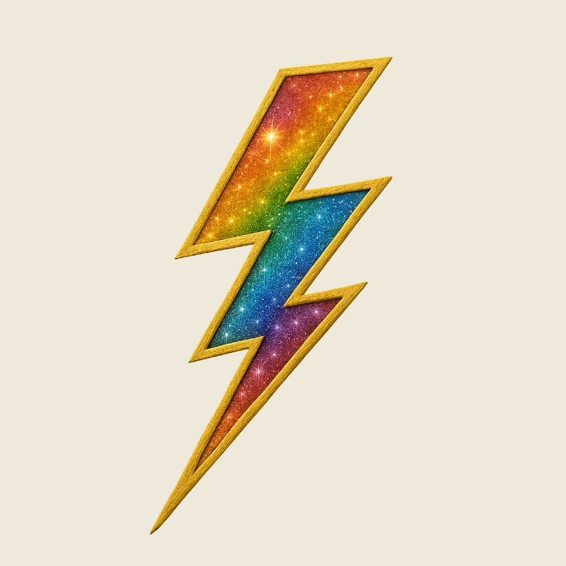 Regenbogen Blitz mit Goldrahmen