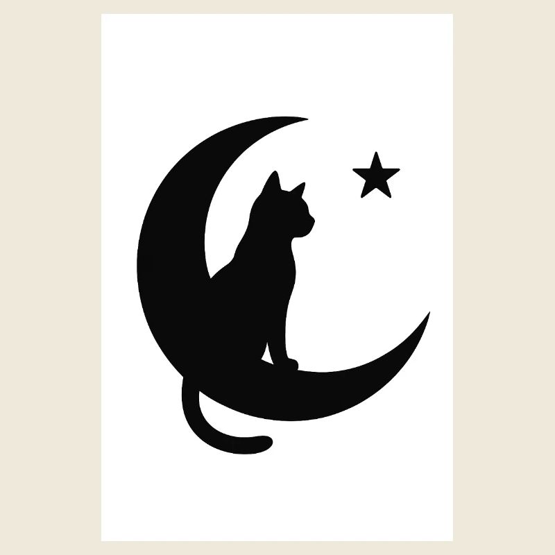 Moon cat on moon shadow