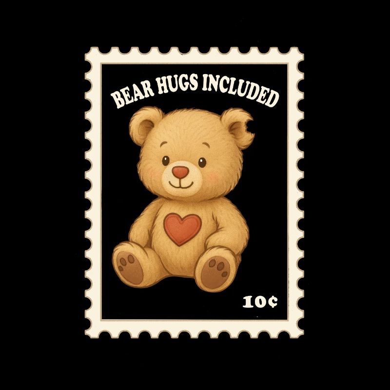 Teddy Bear Postage Stamp Bear Hugs Included Heart Motif
